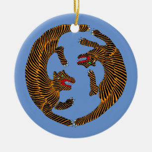Antique japanische Folk Art Tigers Keramik Ornament