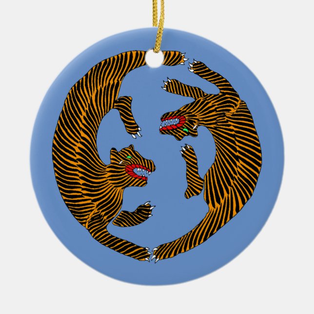Antique japanische Folk Art Tigers Keramik Ornament (Vorne)