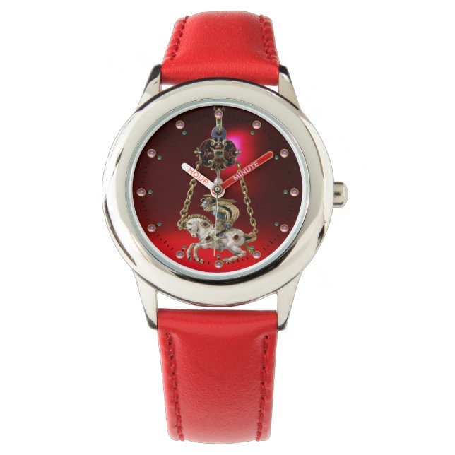 ANTIQUE JEWEL ,GEMSTONES ,KNIGHT AUF DER PFERDE Ro Armbanduhr (Vorderseite)