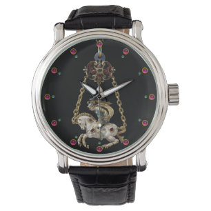 ANTIQUE JEWEL MIT GEMSTONES, KNIGHT AUF DEM PFERD ARMBANDUHR