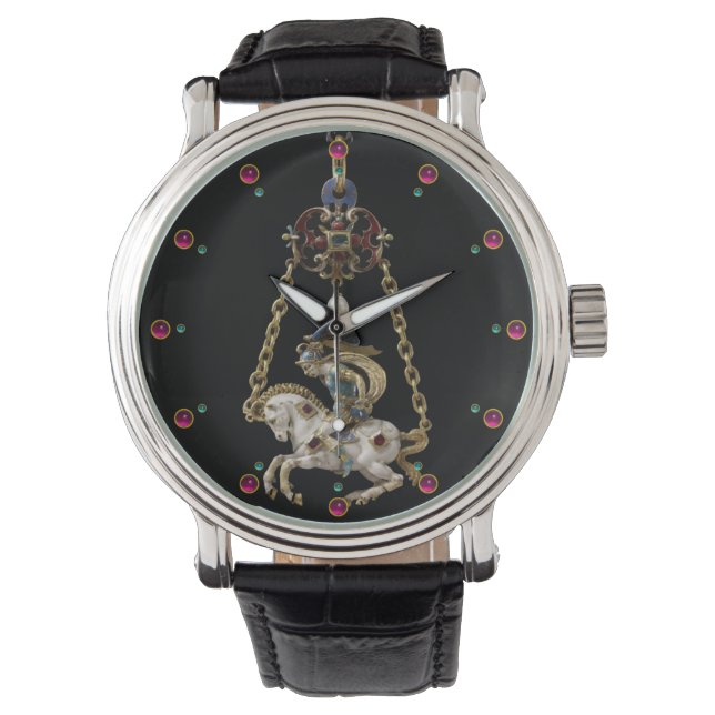 ANTIQUE JEWEL MIT GEMSTONES, KNIGHT AUF DEM PFERD ARMBANDUHR (Vorderseite)