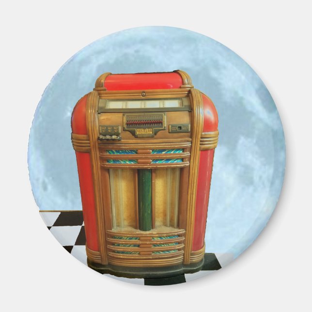 Antique Jukebox und Full Blue Moon Magnet (Vorne)