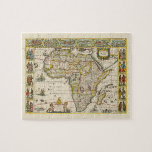 Antique Karte Afrikas von Hondius und Jansson