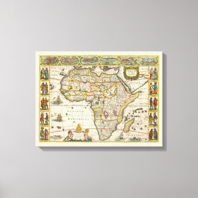 Antique Karte Afrikas von Hondius und Jansson Leinwanddruck (Vorderseite)