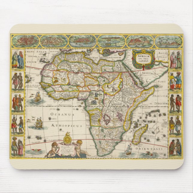 Antique Karte Afrikas von Hondius und Jansson Mousepad (Vorne)