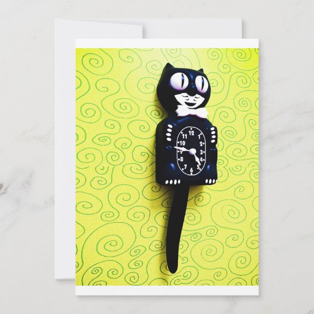 Antique kit Cat Horloge Invitation (Devant)