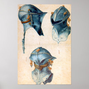 ANTIQUE KNIGHT ARMORS /DREI STUDIEN EINES HELMET POSTER