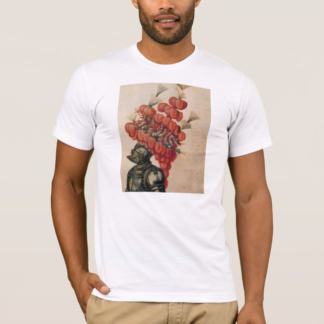 ANTIQUE KNIGHT HELMET, DRAGONS UND ROTE FEATHERS T-Shirt (Vorderseite)