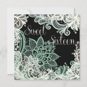 Antique Lace Green 16 . Geburtstag Party Einladung