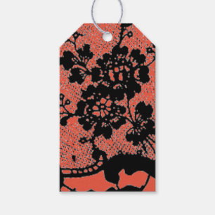 ANTIQUE LACE PATTERN SCHWARZE UND ROTE GIFT TAG GESCHENKANHÄNGER