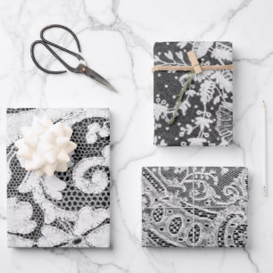 ANTIQUE LACE Wrapping Paper Flat Sheet Set 3 Geschenkpapier Set