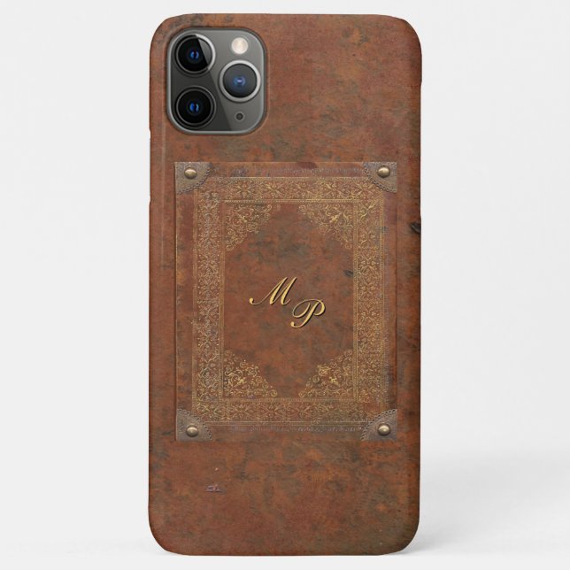 Antique Leather Look Handy Case mit Ihren Initiale (Rückseite)