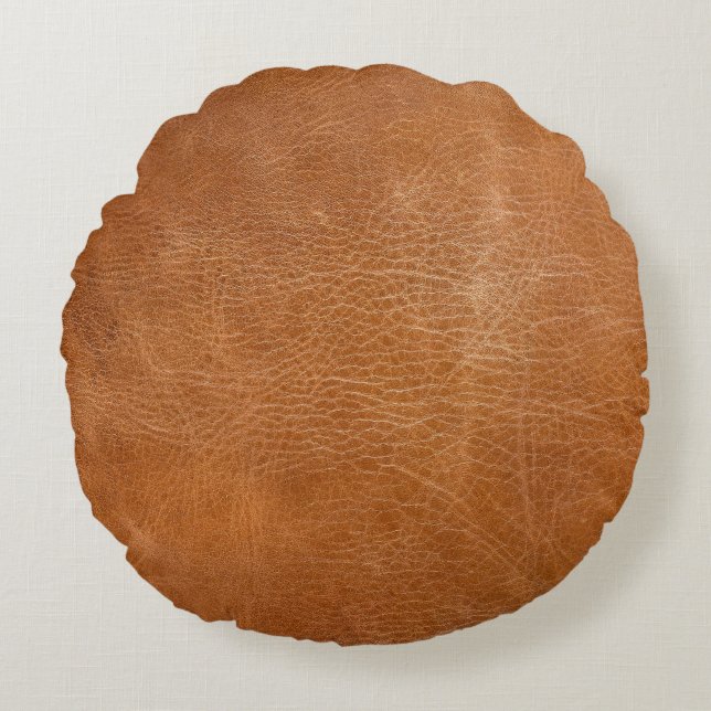 Antique Leather Texture, TANleather,texture,backgr Rundes Kissen (Vorderseite)