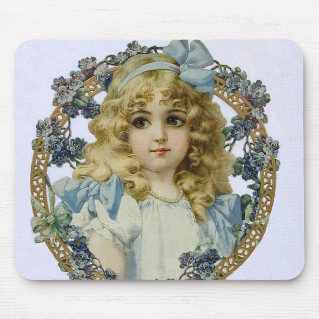 Antique Little Girl Child Portrait Beautiful Mousepad (Vorne)