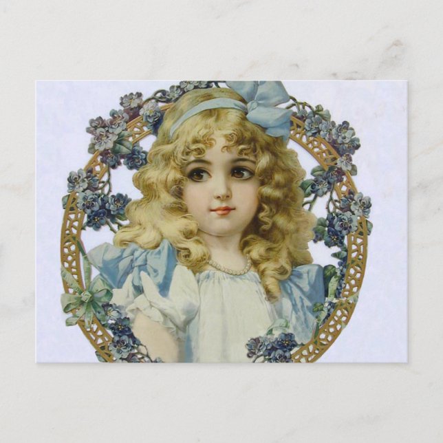 Antique Little Girl Child Portrait Beautiful Postkarte (Vorderseite)