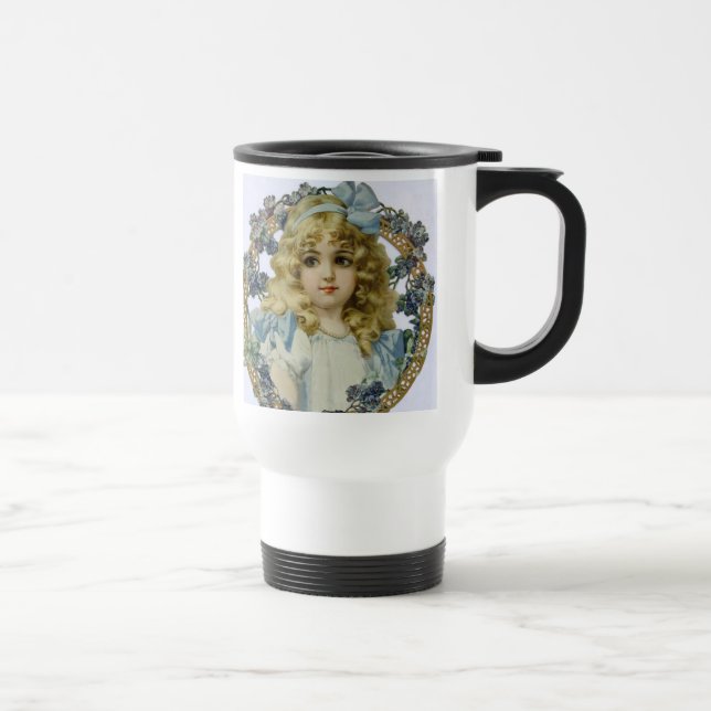 Antique Little Girl Child Portrait Beautiful Reisebecher (Rechts)