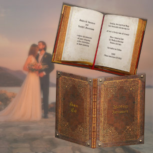 Antique Livre Faire-part de mariage heureux fin