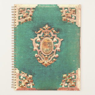 Antique livre laiton et vert élégant victorien