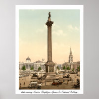 Antique London England, Trafalgar Square