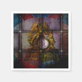 Antique Mantle Clock Paper Napkins Serviette