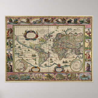 Antique Map Replica 16th century Map Poster