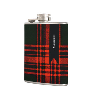 Antique Menzies Jagd Clan Tartan Schottisch Karier Flachmann