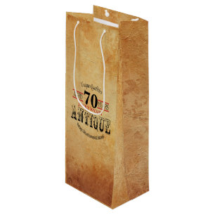 Antique Milestone 70. Geburtstag Geschenktüte Für Weinflaschen