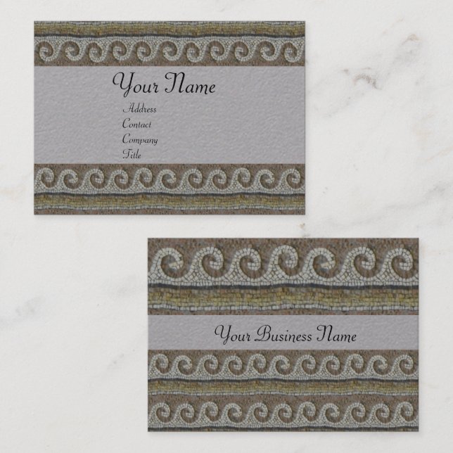 ANTIQUE MOSAIC WAVES Nautical Brown Gray Paper Visitenkarte (Vorne/Hinten)