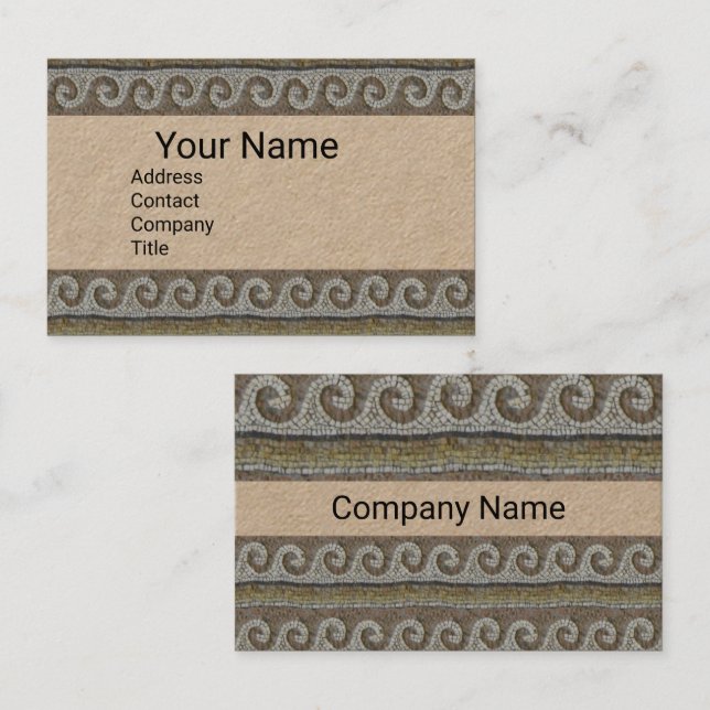 ANTIQUE MOSAIC WAVES Nautical Brown Kraft Paper Visitenkarte (Vorne/Hinten)