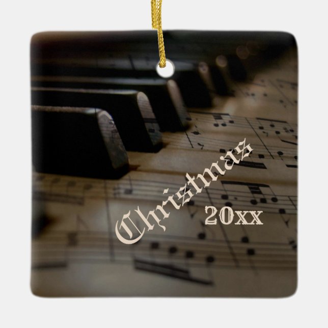 Antique Music Piano Weihnachtsfest Keramikornament (Vorderseite)