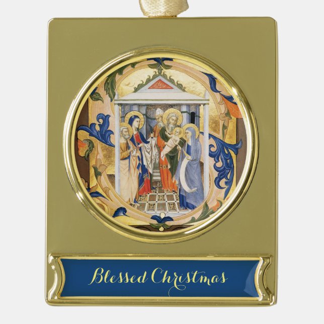 ANTIQUE-NATIVITÄTSPARKMENT Banner-Ornament GOLD (Vorderseite)