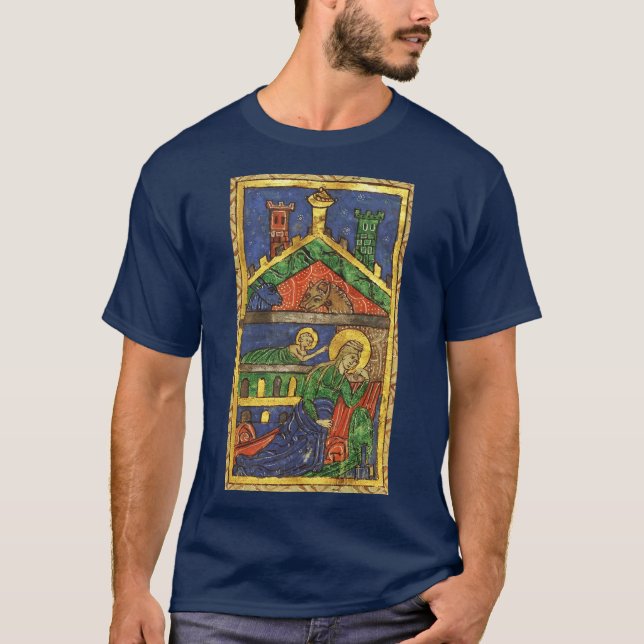 ANTIQUE NATIVITY CHRISTMAS PARCHMENT T-Shirt (Vorderseite)