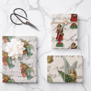 Antique Noël Angles Feuille de musique Script