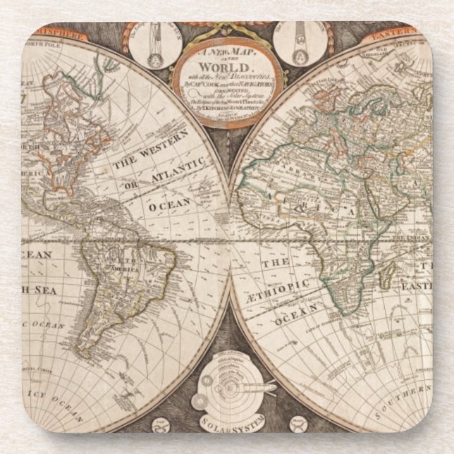 Antique Old World Map 1799 Getränkeuntersetzer (Vorderseite)