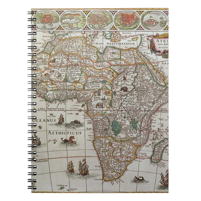 Antique Old World Map of Africa by Blaeu, c.1635 Notizblock (Vorderseite)