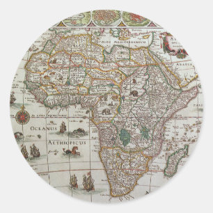 Antique Old World Map of Africa by Blaeu, c.1635 Runder Aufkleber