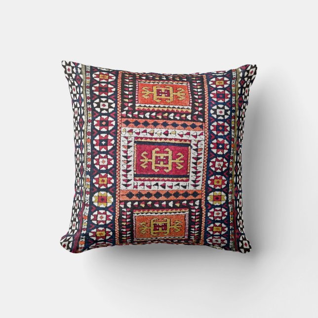 Antique oreiller à lancer de tapis tribal oriental (Recto)