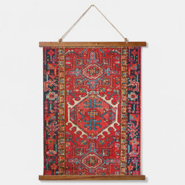 Antique Oriental Rug Muster Red Tapestes Wandteppich Mit Holzrahmen