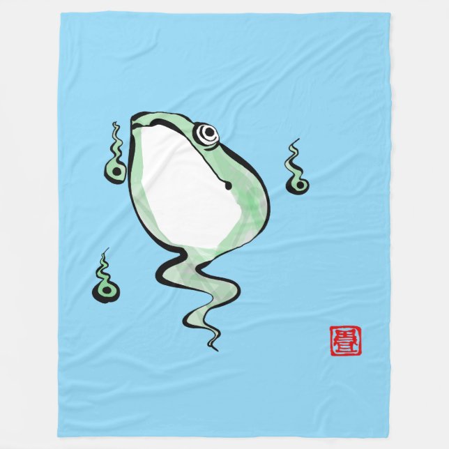Antique Origin Story Grumpy Frog Japanischer Toad Fleecedecke (Vorderseite)