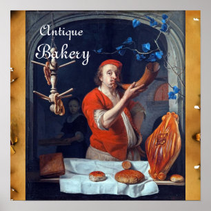 ANTIQUE OVEN BAKER, BAKERY BREAD SHOP POSTER