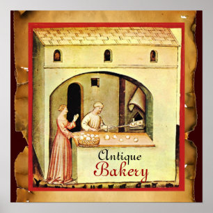ANTIQUE OVEN BAKER, BAKERY BREAD SHOP POSTER