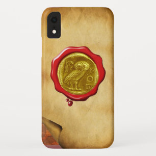 ANTIQUE OWL GOLD GELB ROTES WAX SIEGEL Perchment iPhone XR Hülle