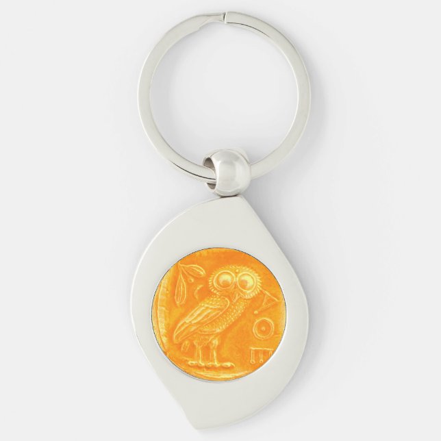 ANTIQUE OWL,Gold Gelb Schlüsselanhänger (Vorderseite)