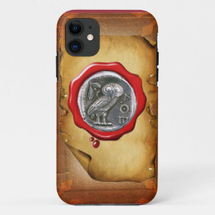 ANTIQUE OWL SILVER ROTES WAX SIEGEL Perchment iPhone 11 Hülle