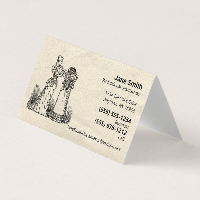 Antique Paper Old Fashion Seamstressdrucker Visitenkarten (Vorderseite)