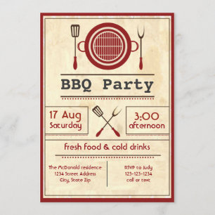 Antique Papier BBQ Party - Invitation