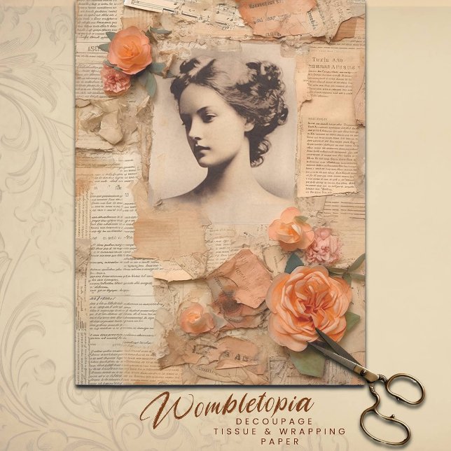 Antique Peach Ephemera Viktorianisch Blossom Dekou Seidenpapier (Von Creator hochgeladen)