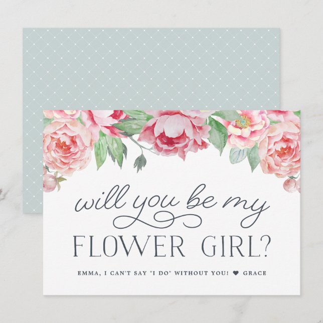 Antique Peony | Serez-Vous Ma Carte Fille Fleur ? (Devant / Derrière)