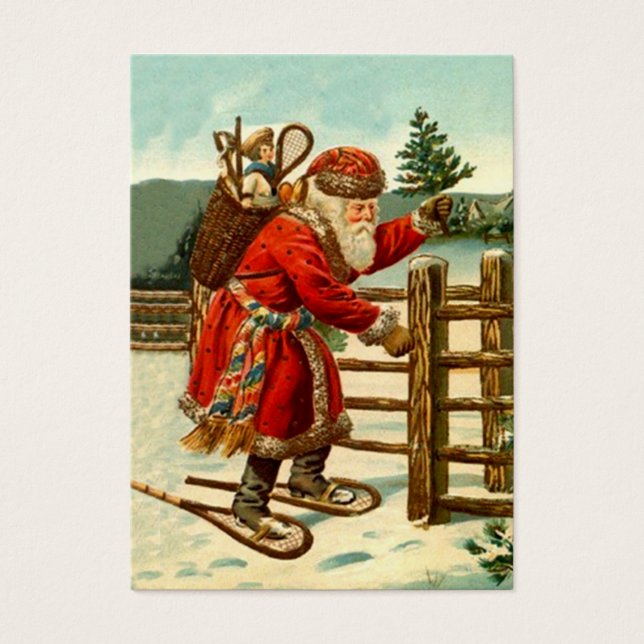 ANTIQUE PÈRE NOËL DANS LES CADEAUX DE NEIGE CADEAU (Devant)
