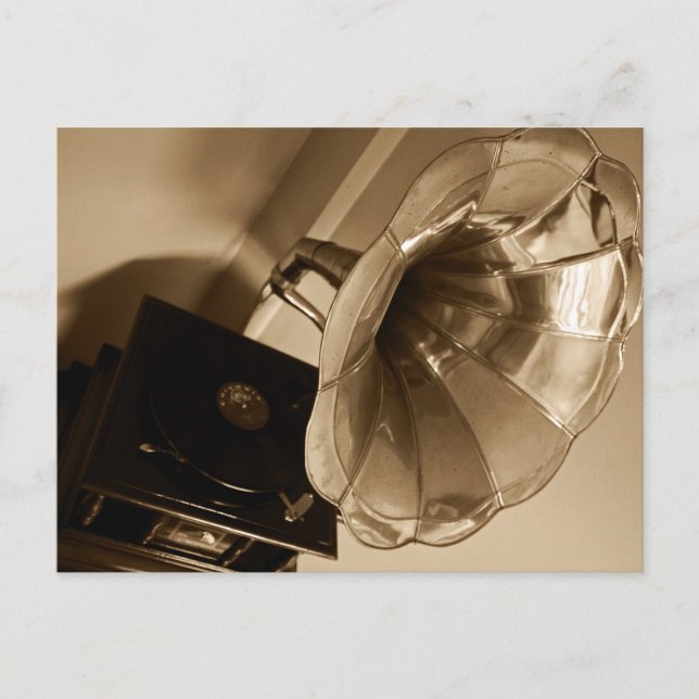 Antique Phonograph Gramophone gibt Musik Liebhaber Postkarte (Vorderseite)